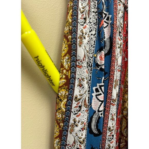 Band of Gypsies Orange Multicolor Floral Paisley Wide Leg Jumpsuit Size S - Picture 6 of 12